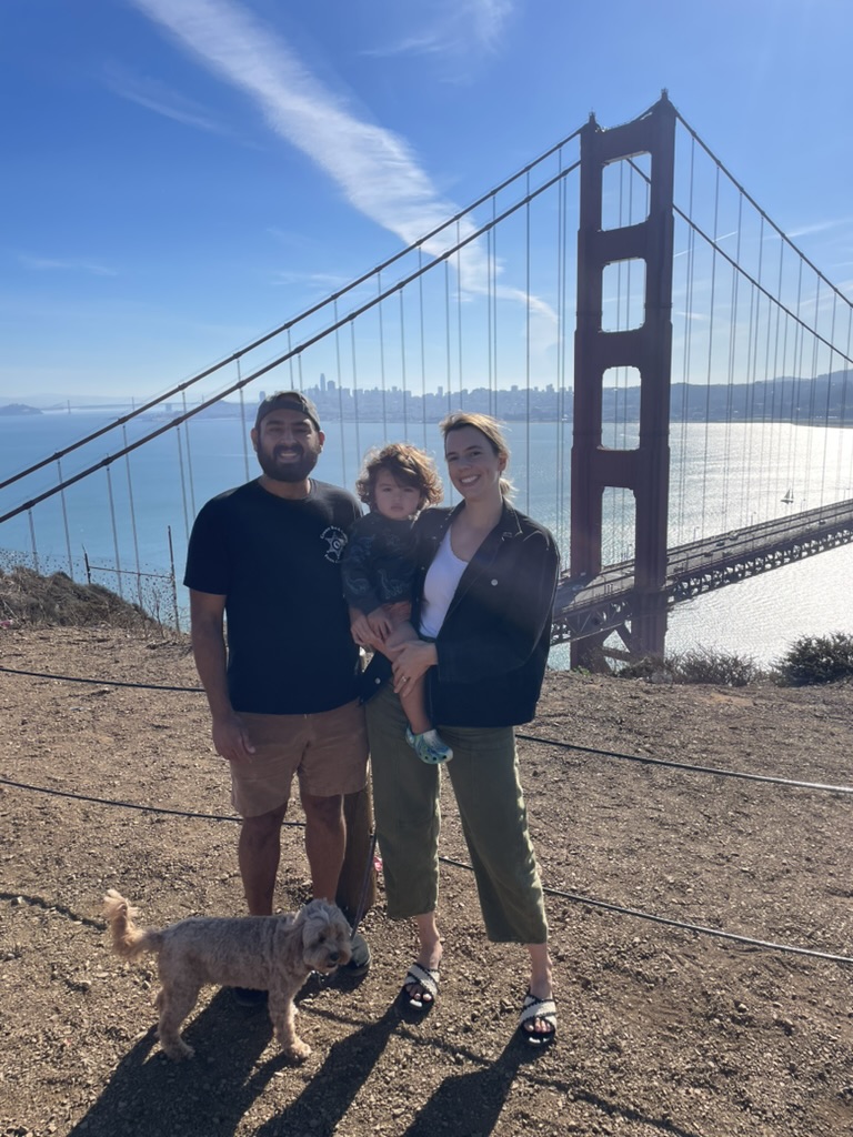 Arjun with family near the Golden Gate Bridge